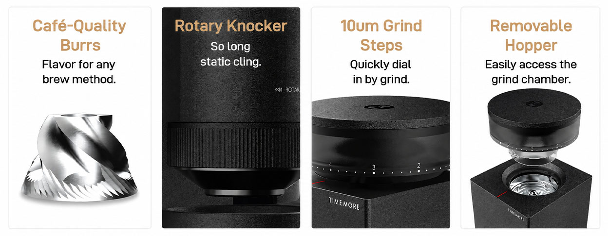 Přehled funkcí a konstrukce mlýnku Timemore Bricks 01S